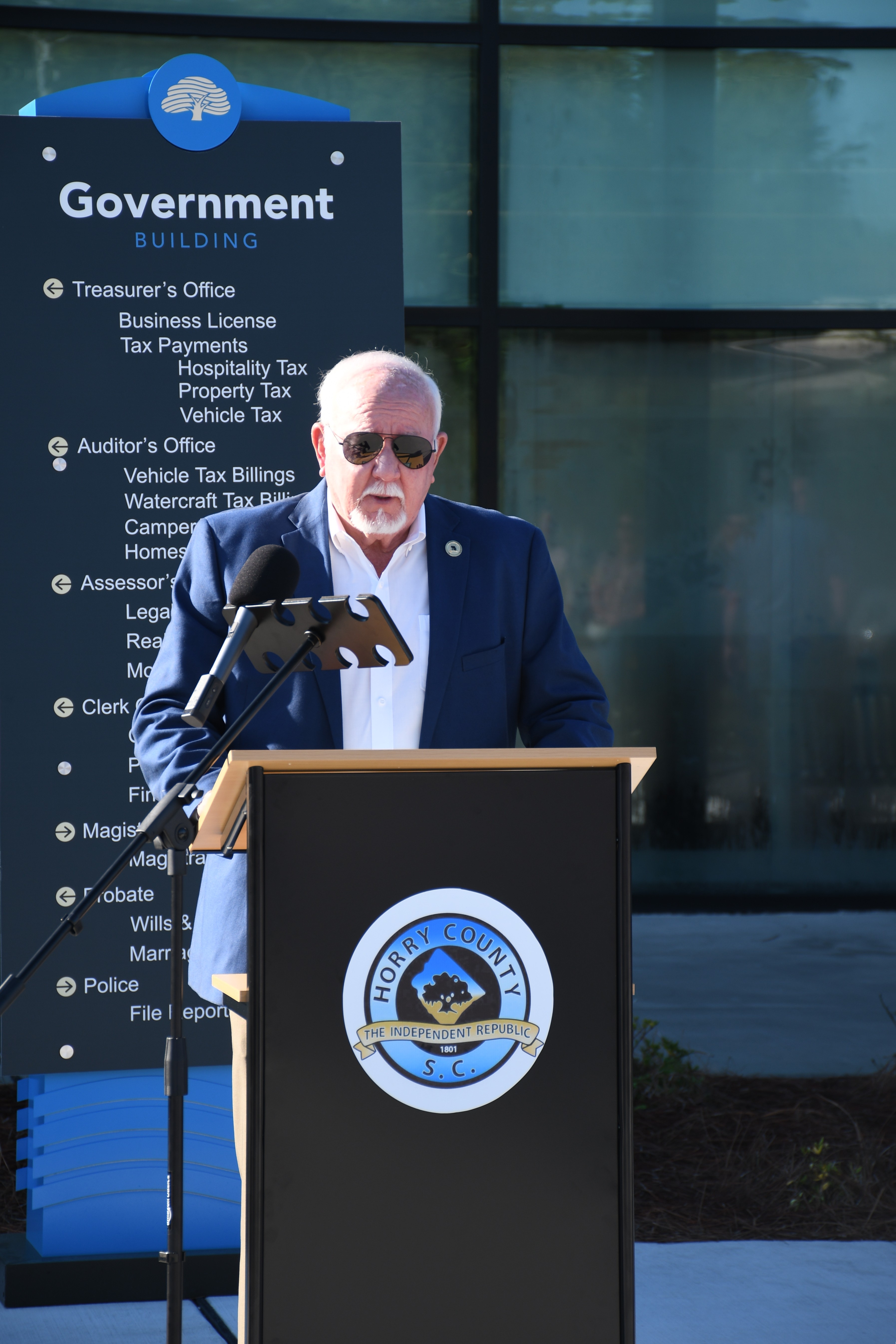 Horry County Councilman Danny Hardee delivers remarks at Central Coast Complex ribbon cutting
