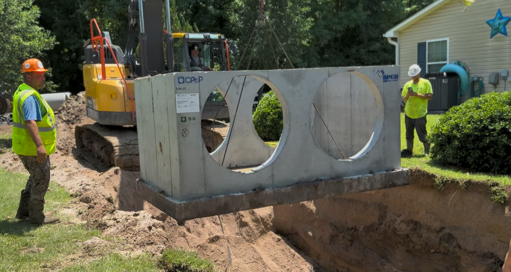 Box being lowered into place 