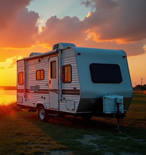 camper by the water