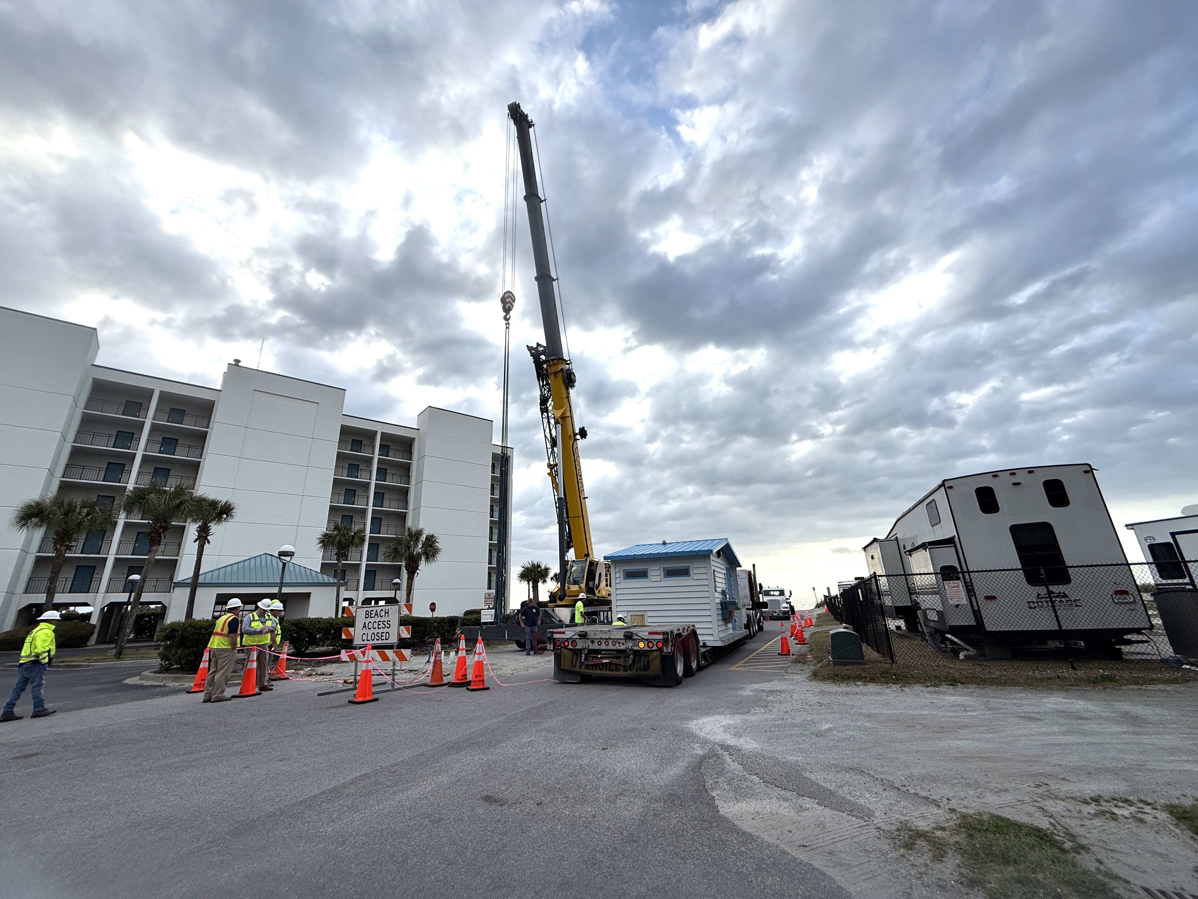 Nash Street beach access restroom being installed 