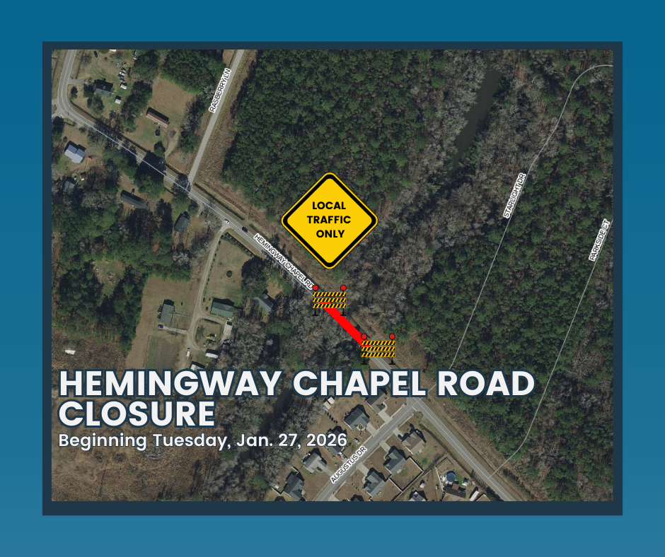 Map outlines closure planned for Hemingway Chapel Rd. 