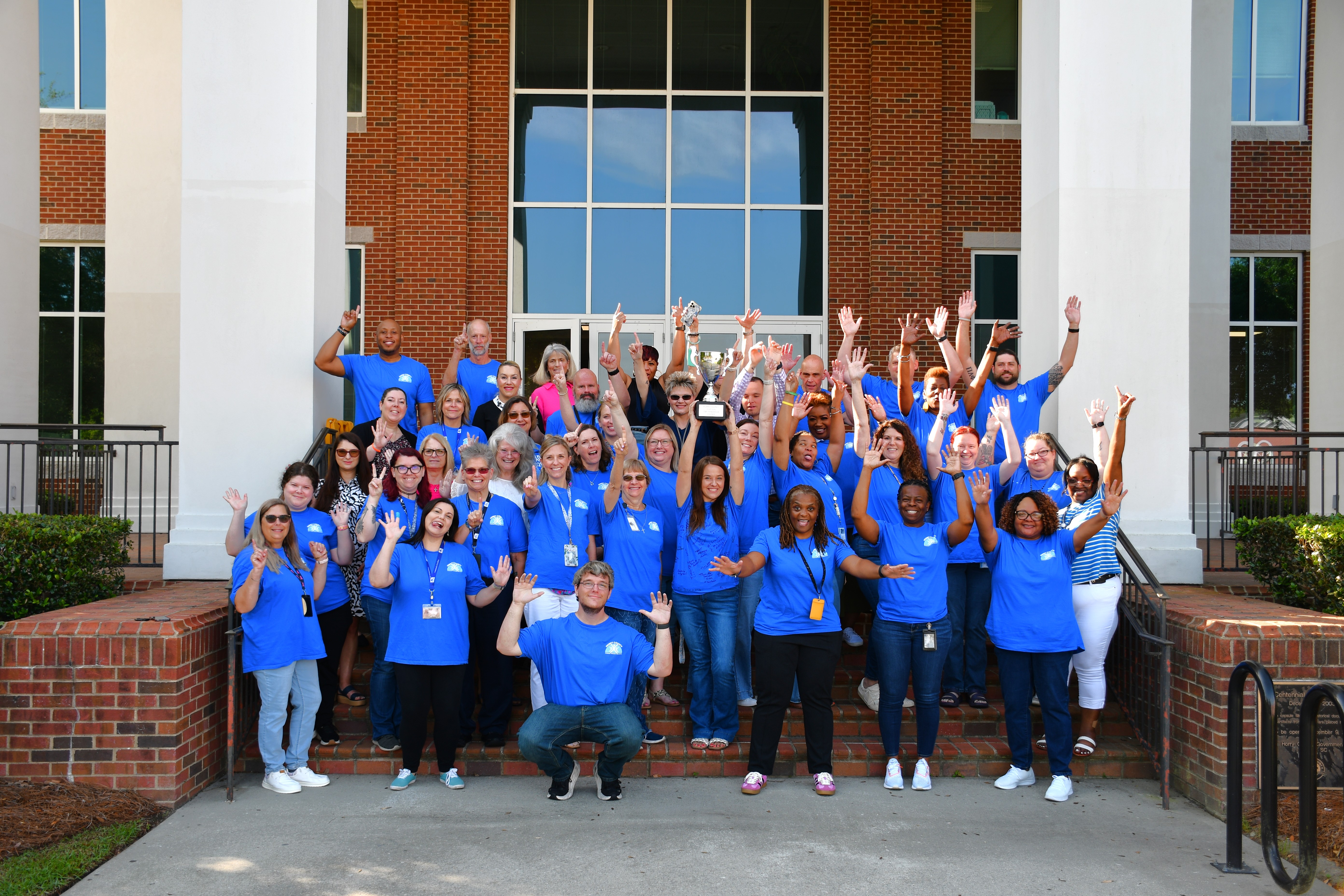 Administrative Division celebrating Spring Step Challenge win