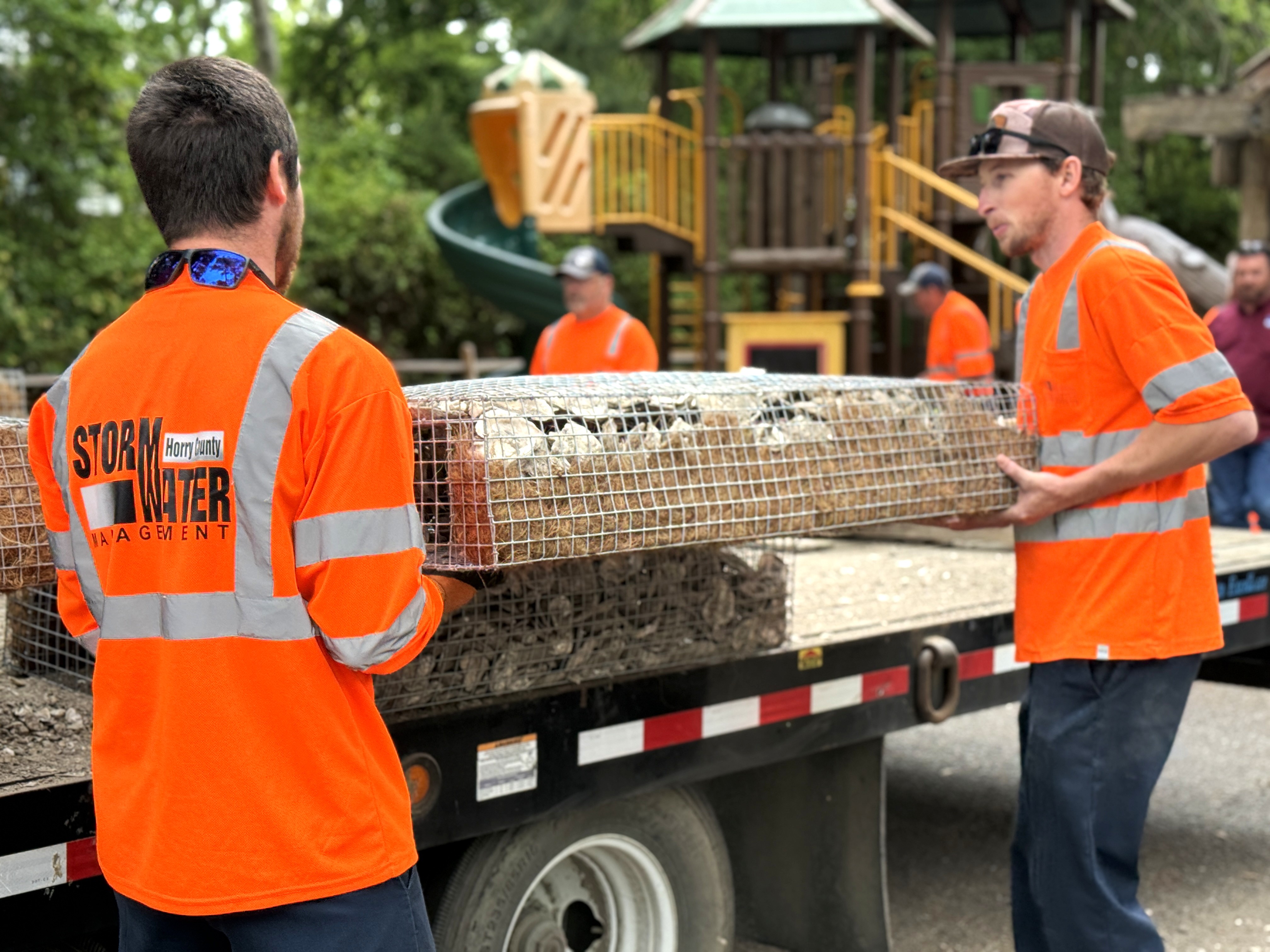 Stormwater team removing MWR from trailer