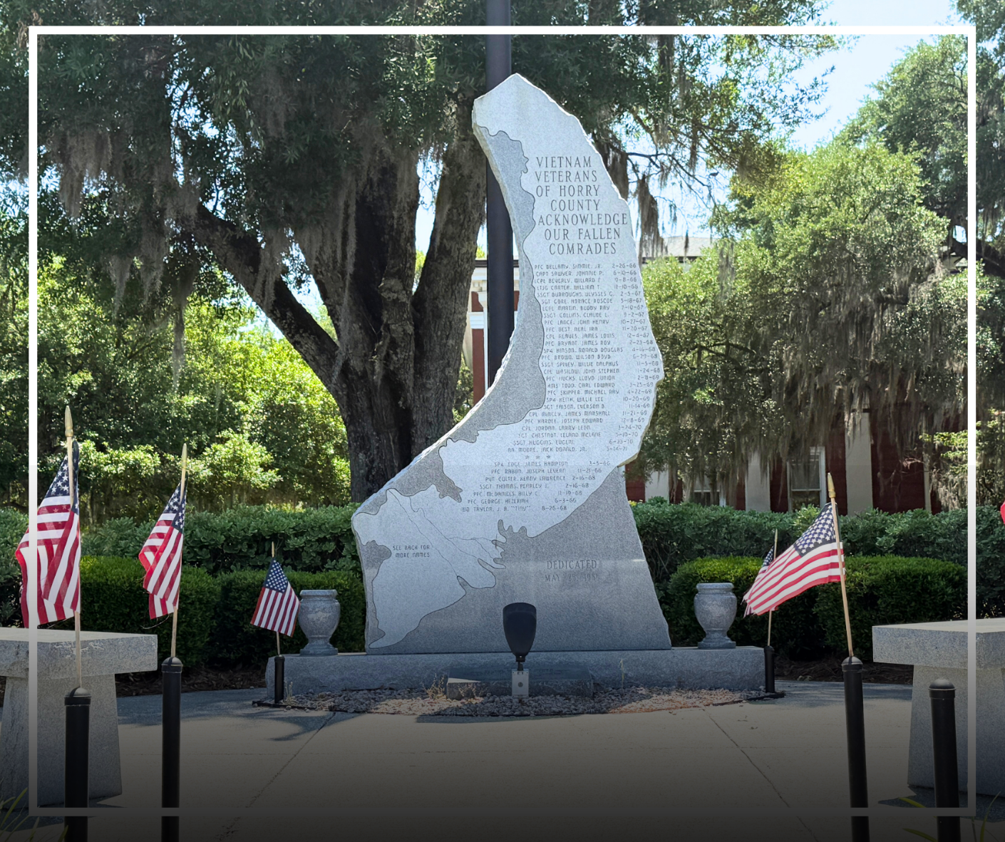 Visit the Horry County Vietnam Comrades Memorial outside the Historic Horry County Courthouse 